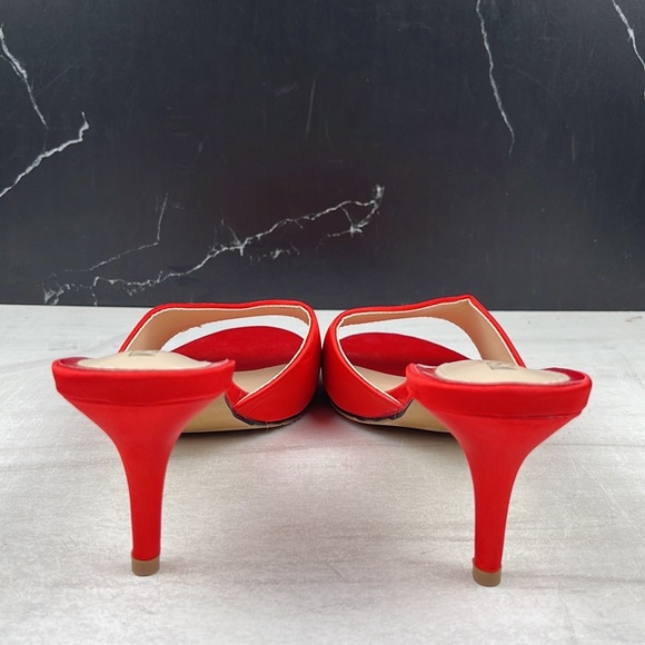 WSKEISP Women’s Peep Toe Slip On Mule Sandal Red Satin sz 8 - Picture 5 of 12
